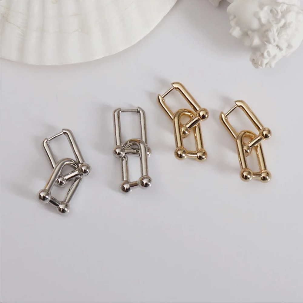 NEW 925 STERLING SILVER LOCK CLIP PUNK EARRINGS - Picture 5 of 6